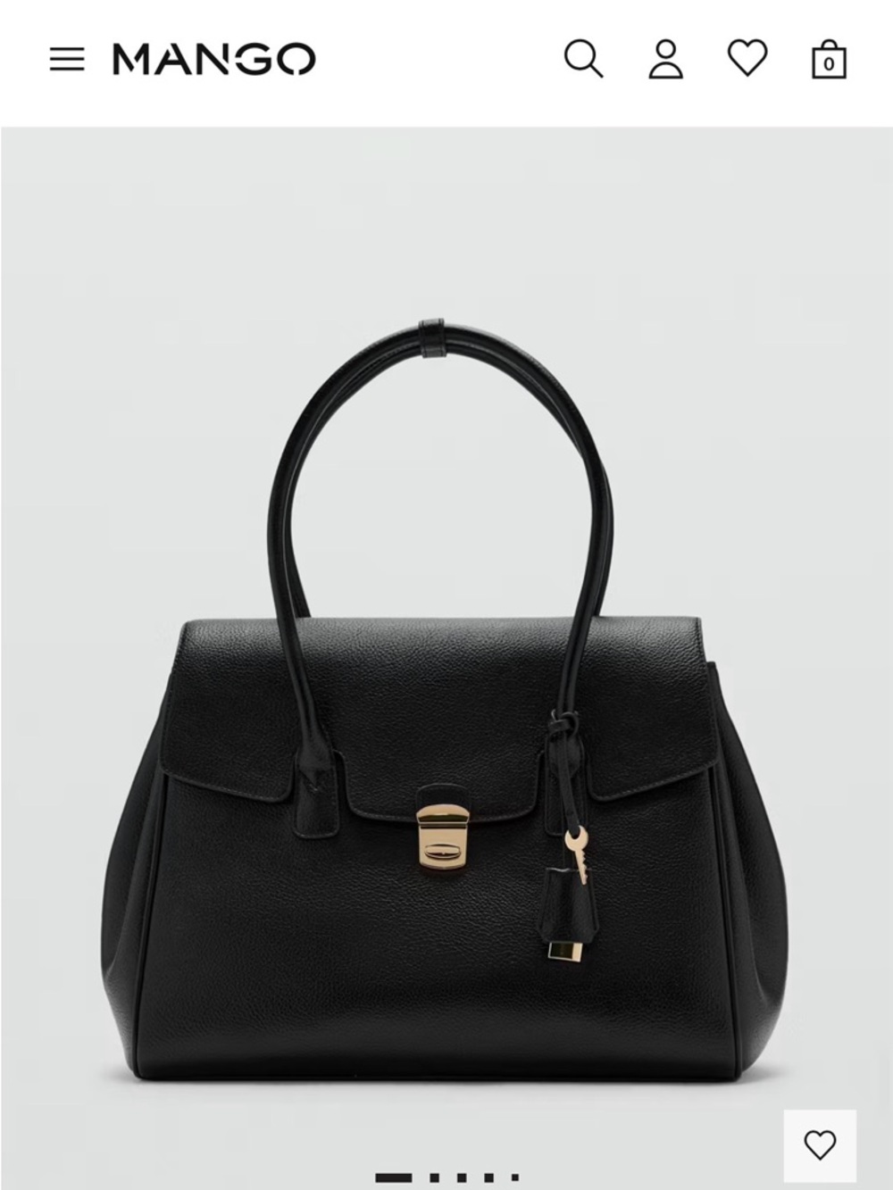 Mango Black Leather Satchel